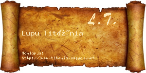 Lupu Titánia névjegykártya